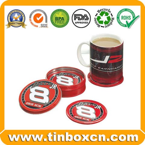 Round Tin Coaster for Coffee_ Metal Tin Pad with Cork